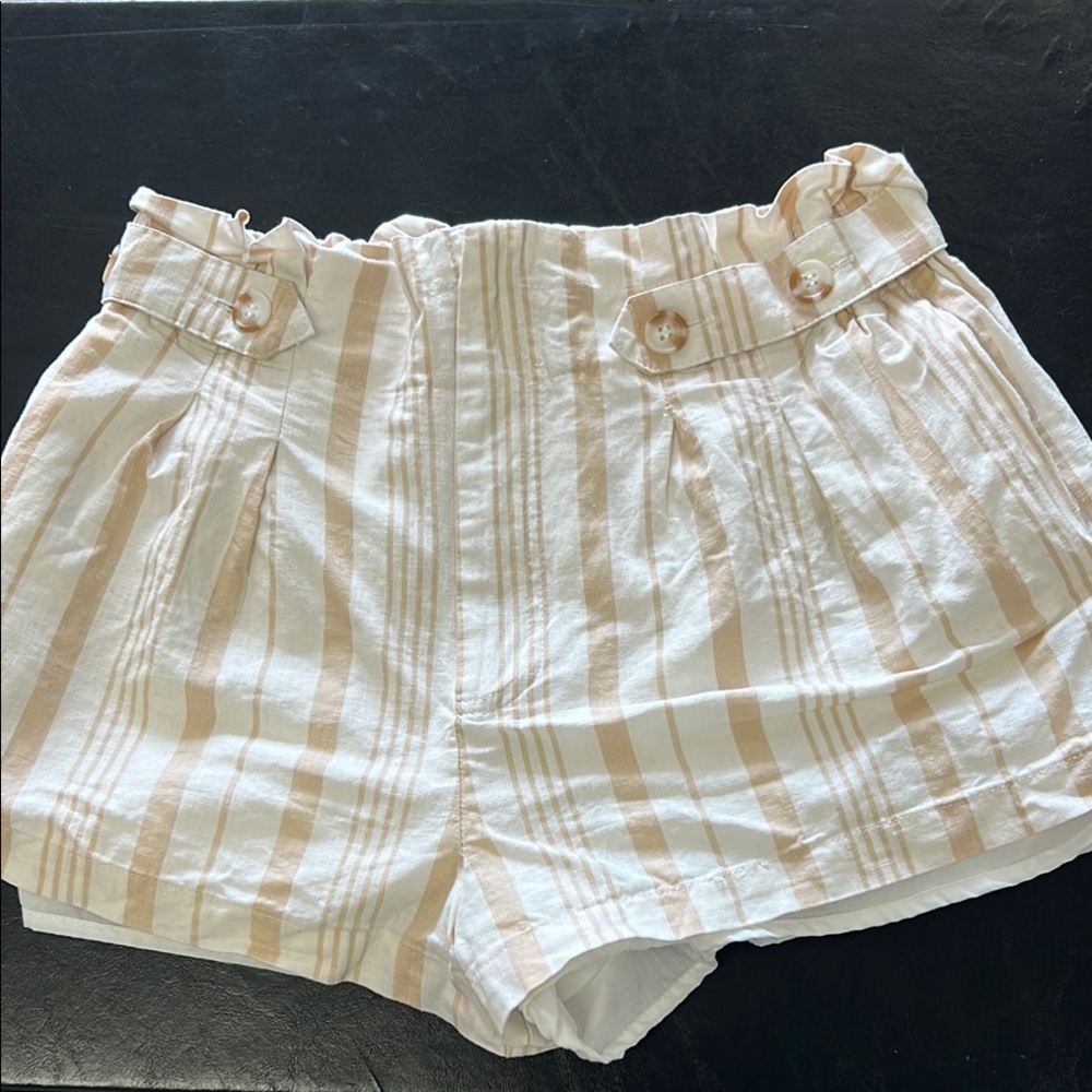 Striped Tan and White Women's Shorts